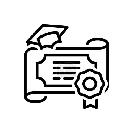 Illustration for Black line icon for diploma - Royalty Free Image