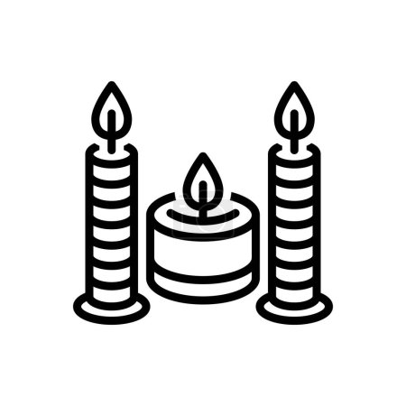 Téléchargez les illustrations : Icône de ligne noire pour bougies - en licence libre de droit