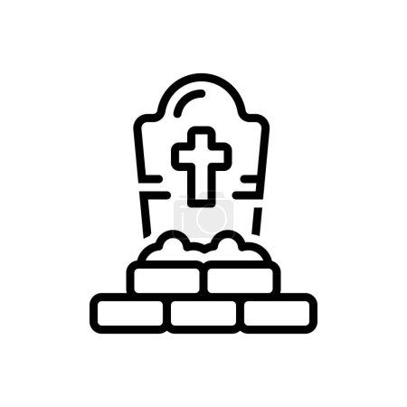 Illustration for Black line icon for grave - Royalty Free Image