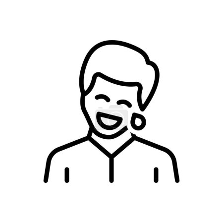 Illustration for Black line icon for laugh - Royalty Free Image