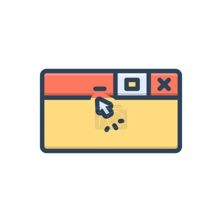 Color illustration icon for minimize 