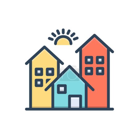 Illustration for Color illustration icon for properties - Royalty Free Image