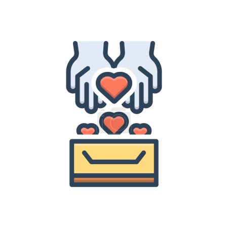 Color illustration icon for donation 