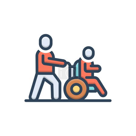 Color illustration icon for assisted 