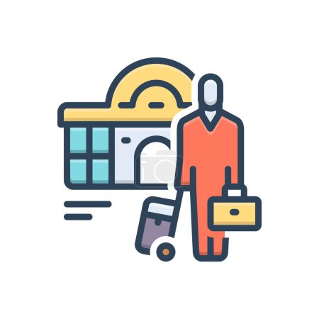 Color illustration icon for travelers