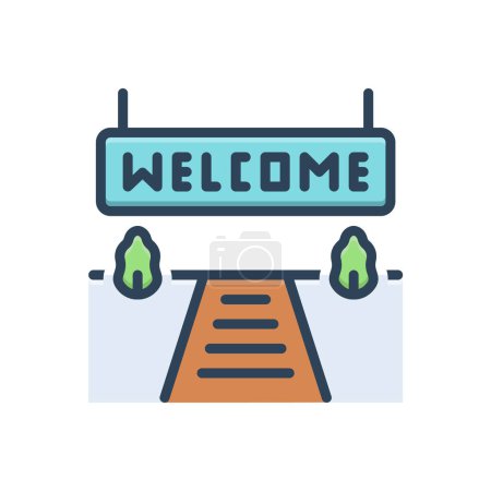 Color illustration icon for welcome 