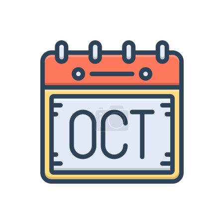 Icône illustration couleur pour octobre 