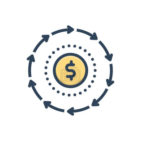 Color illustration icon for cash flow