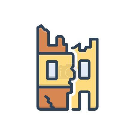 Color illustration icon for destroyed 