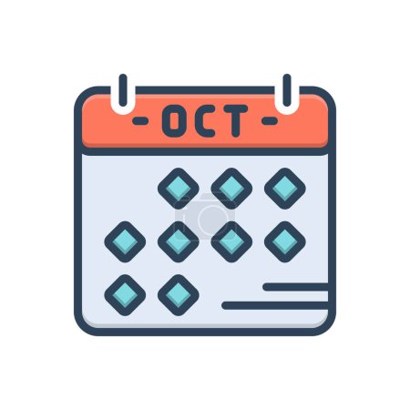 Color illustration icon for october 