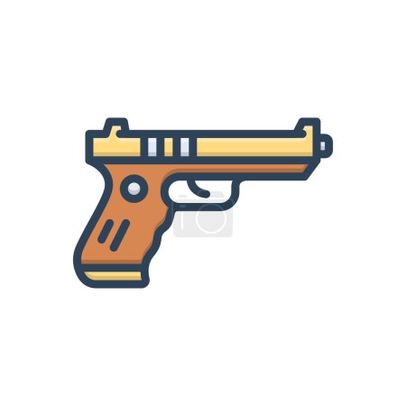 Téléchargez les illustrations : Icône d'illustration couleur pour pistolet - en licence libre de droit