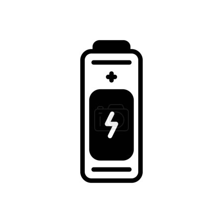 Black solid icon for battery 