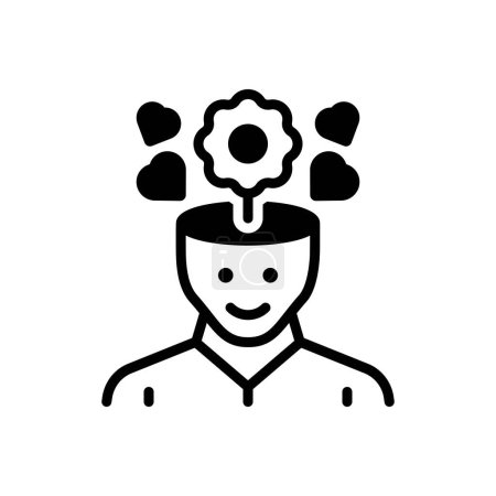 Illustration for Black solid icon for mindedness - Royalty Free Image