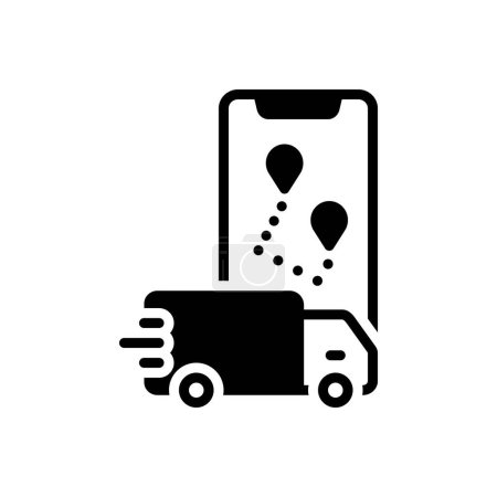 Black solid icon for route planning