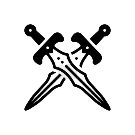 Illustration for Black solid icon for sword - Royalty Free Image