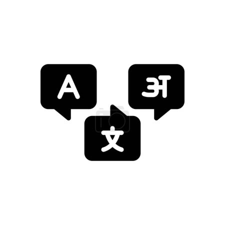 Black solid icon for language 
