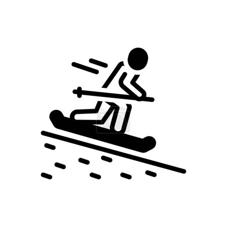 Black solid icon for skiing 