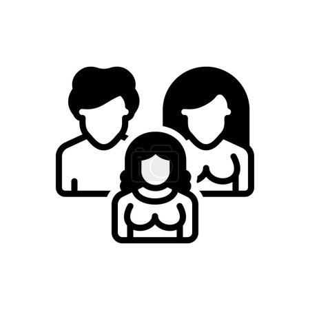 Illustration for Black solid icon for daughter - Royalty Free Image