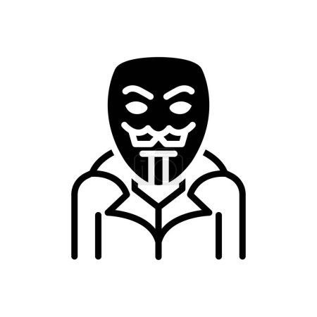 Icône solide noire pour anonyme 