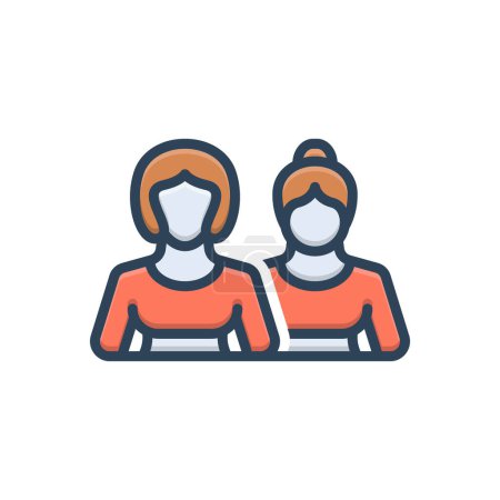 Color illustration icon for sisters 