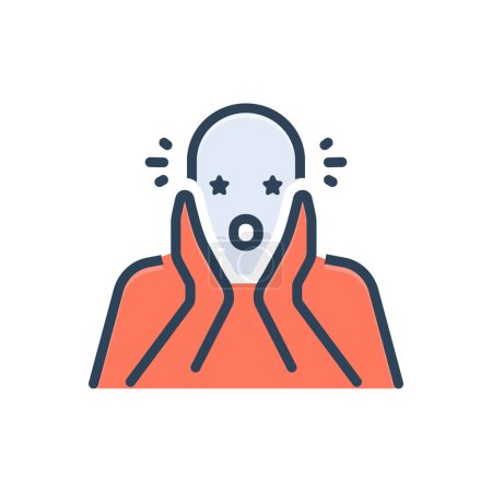 Color illustration icon for surprised 