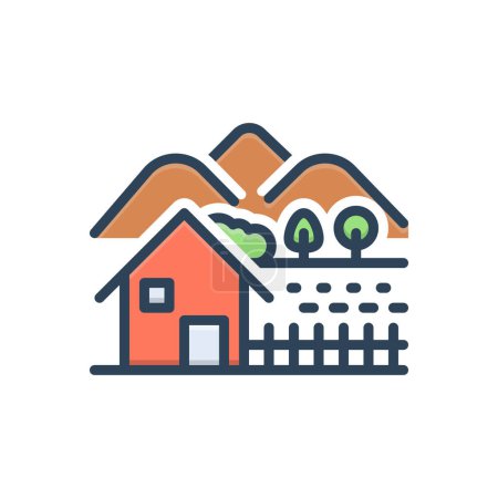 Color illustration icon for  rural 