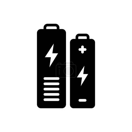 Icône solide noire pour batteries 