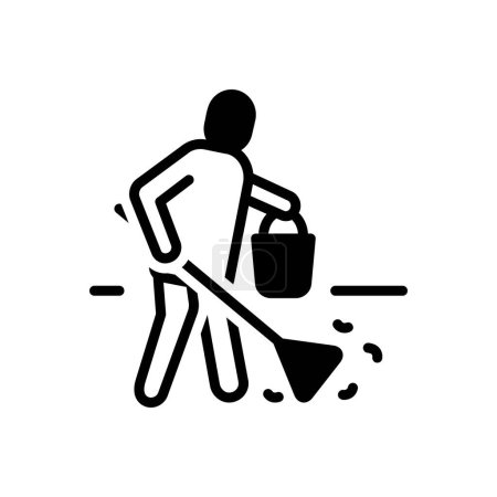 Illustration for Black solid icon for cleaner - Royalty Free Image