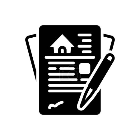 Illustration for Black solid icon for contracts - Royalty Free Image