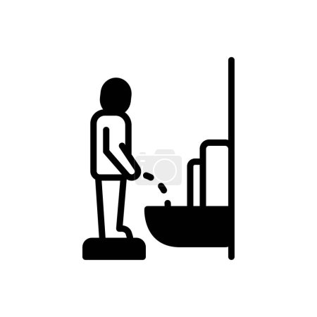 Illustration for Black solid icon for peeing - Royalty Free Image