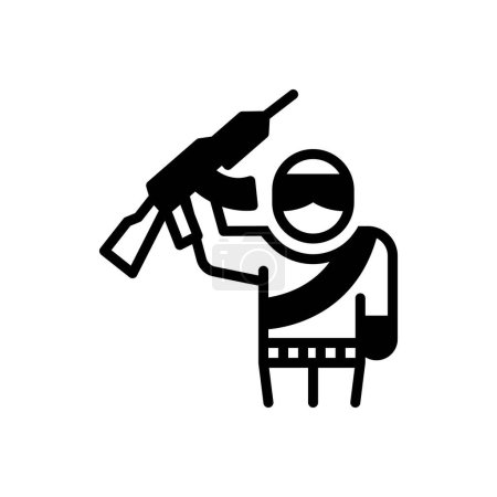 Illustration for Black solid icon for terrorists - Royalty Free Image