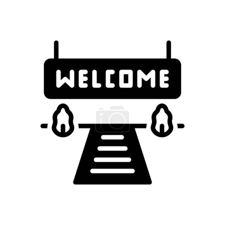Black solid icon for welcome 