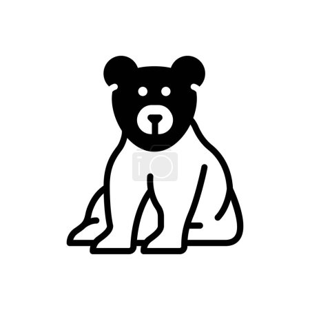 Black solid icon for bear 