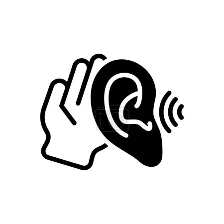 Black solid icon for hearing 