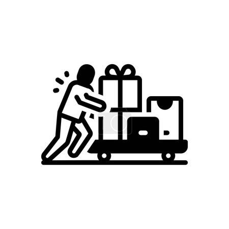 Illustration for Black solid icon for porter - Royalty Free Image
