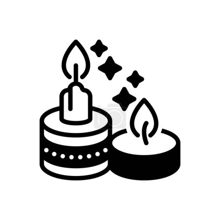 Téléchargez les illustrations : Icône solide noire pour bougies - en licence libre de droit