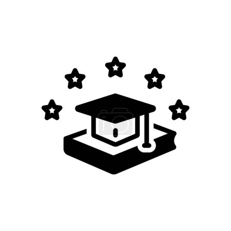 Illustration for Black solid icon for graduation - Royalty Free Image