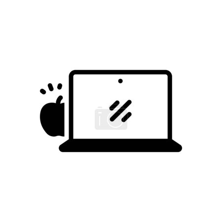 Illustration for Black solid icon for microcomputer - Royalty Free Image
