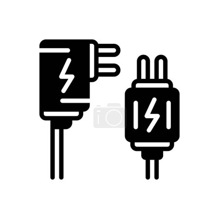 Illustration for Black solid icon for adapters - Royalty Free Image