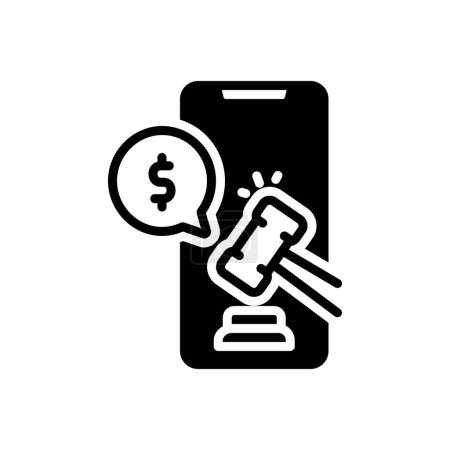 Téléchargez les illustrations : Icône solide noire pour ventes aux enchères - en licence libre de droit