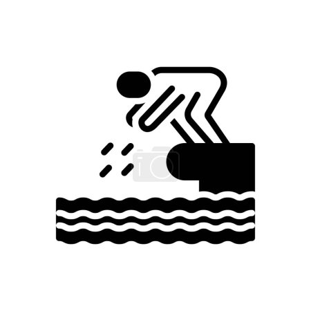 Illustration for Black solid icon for dive - Royalty Free Image