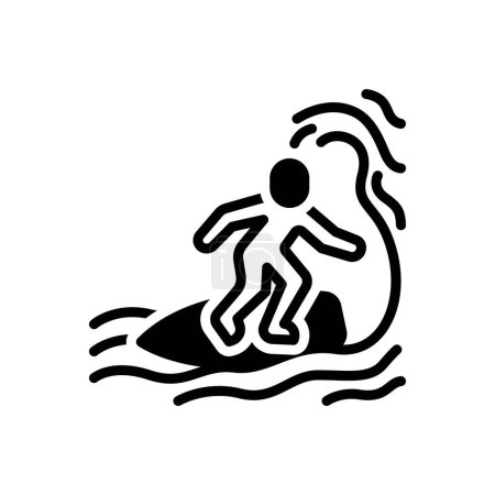 Black solid icon for surfing 