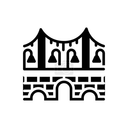 Illustration for Black solid icon for bridges - Royalty Free Image