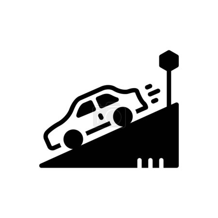 Téléchargez les illustrations : Icône solide noire pour la chute de voiture - en licence libre de droit