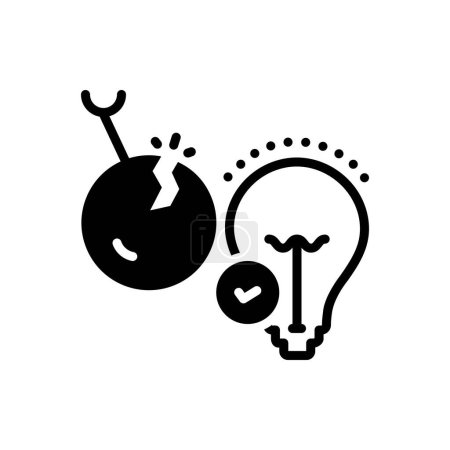 Illustration for Black solid icon for bulb - Royalty Free Image