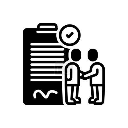 Illustration for Black solid icon for agreement - Royalty Free Image