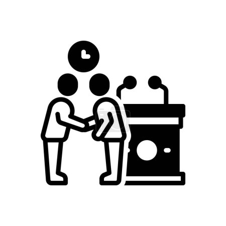 Black solid icon for hand shake 