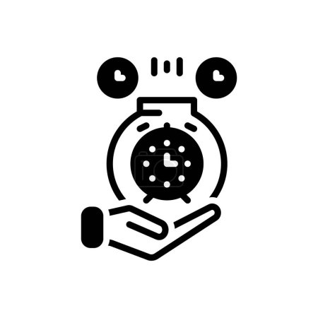 Black solid icon for time saving 