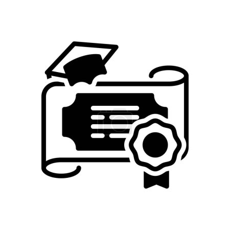Illustration for Black solid icon for diploma - Royalty Free Image
