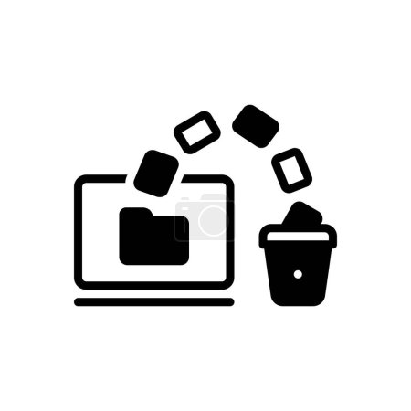 Illustration for Black solid icon for deleting - Royalty Free Image